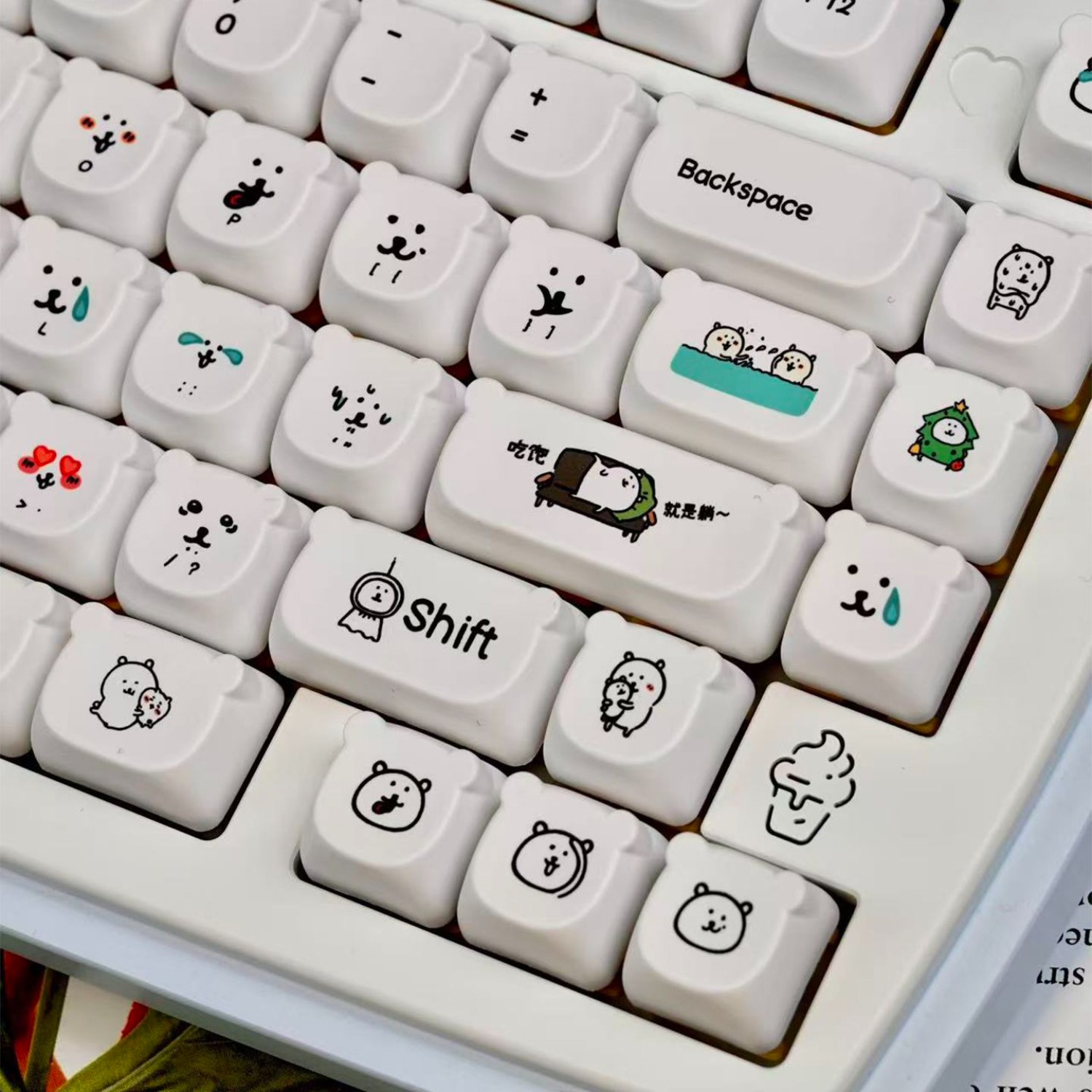 Kawaii Cartoon Joke Bear PBT K - огляд і ціна Gaming Accessories Aesthetic
