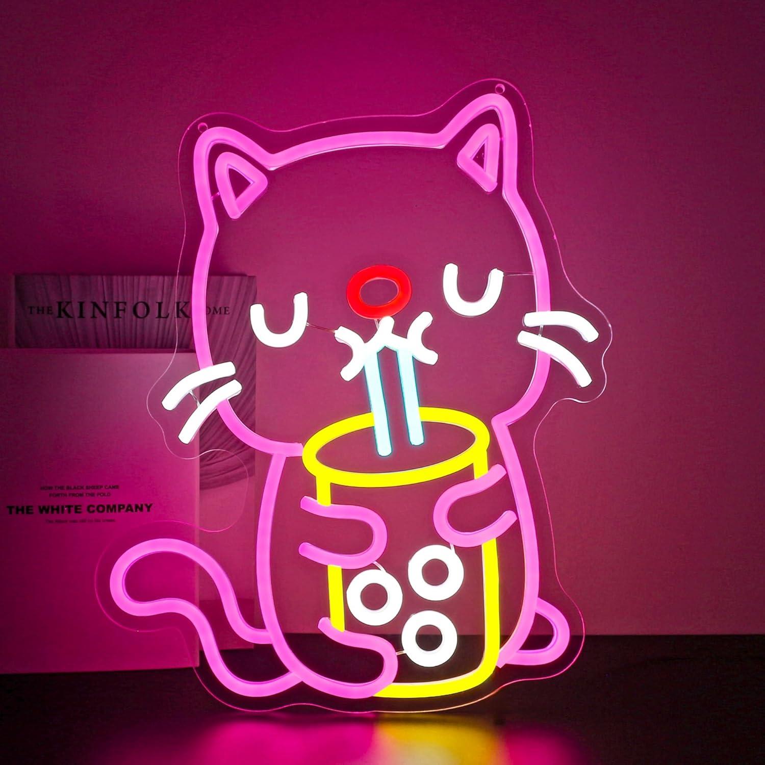 Cat Boba Tea Neon Sign USB Dim - огляд і ціна Gaming Accessories Shop
