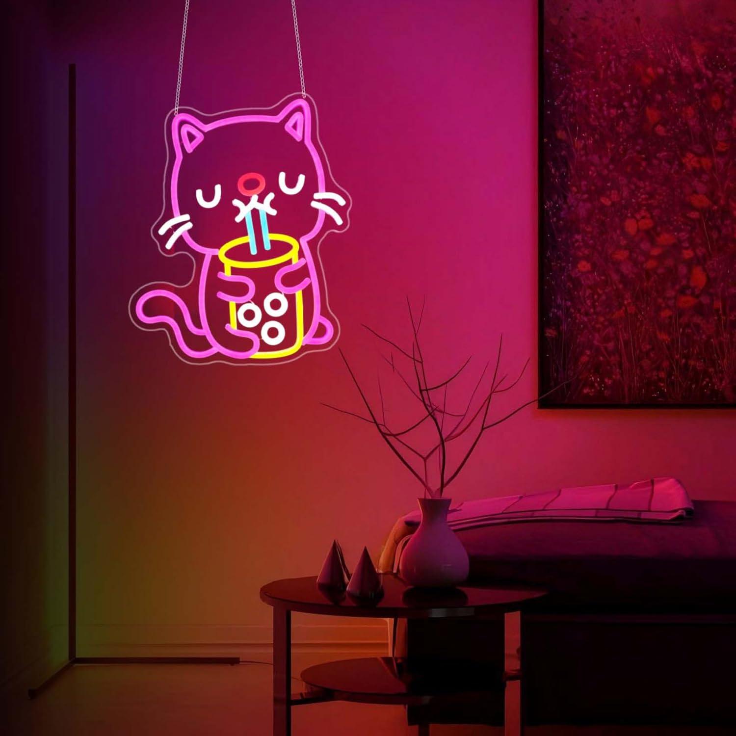 Cat Boba Tea Neon Sign USB Dim - огляд і ціна Gaming Accessories Shop
