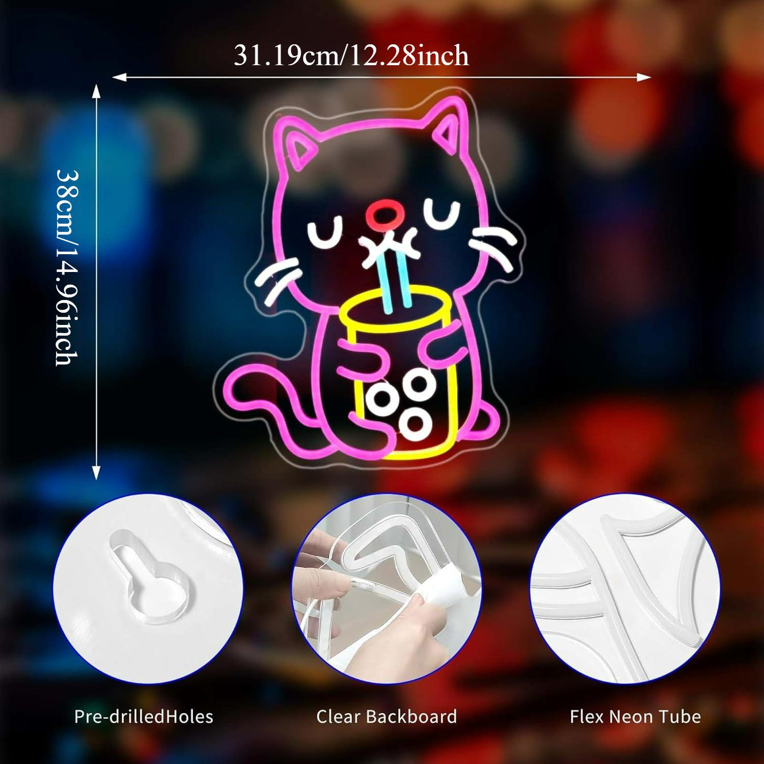 Cat Boba Tea Neon Sign USB Dim - огляд і ціна Gaming Accessories Shop