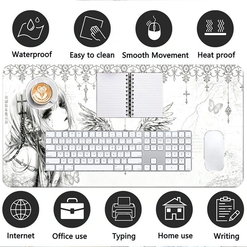 Leather Mousepad Black White A - огляд і ціна Gaming Accessories Aesthetic