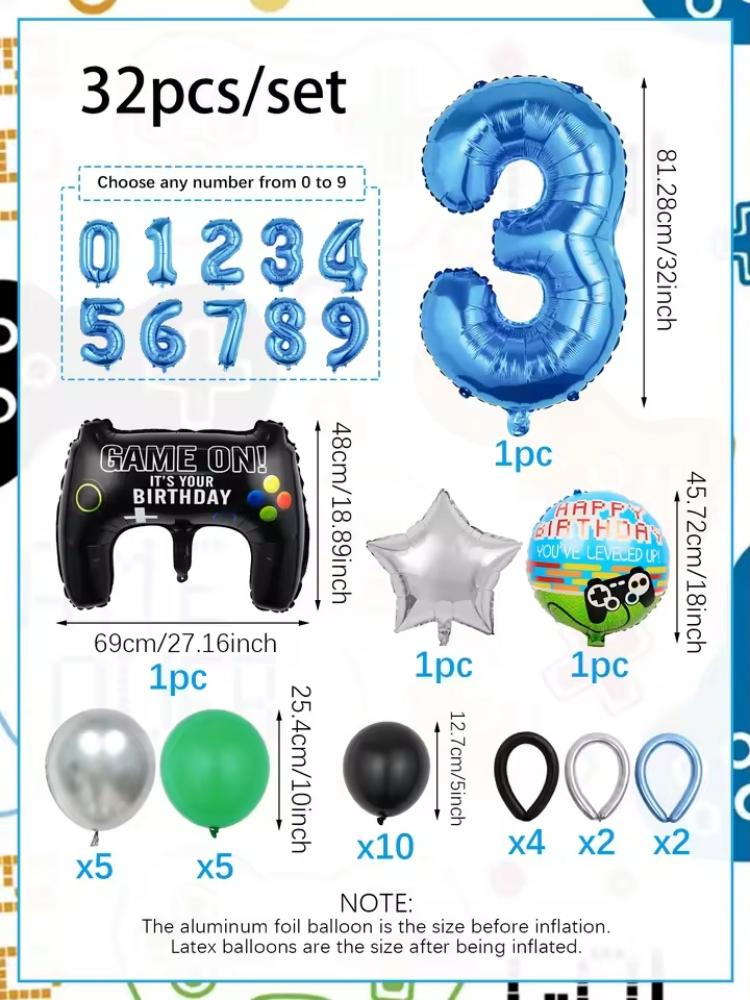 32PCS Game Theme Birthday Numb - огляд і ціна Gaming Accessories For Room